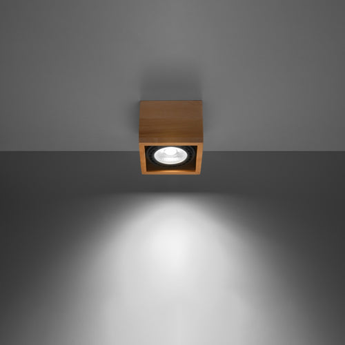 Sollux Lighting Plafondlamp QUATRO 1 natuurlijk hout - 14x14x10cm