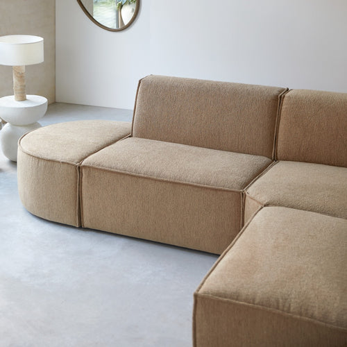 Tikamoon Modulaire 4/5-zitshoekbank in camelkleurige stof - Bruin