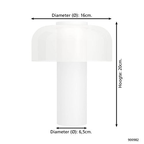 EGLO tafellamp Ponente - draadloos - led - 20 cm - wit - vtwonen shop