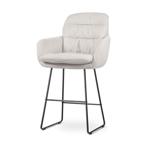 Nolon Nino-Mia Barkruk Beige - met Armleuning - Zwart - 65 cm