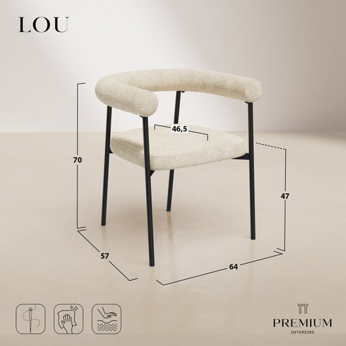Premium Interiors - Set van 2 stoelen LOU - getextureerd fluweel beige 64cm