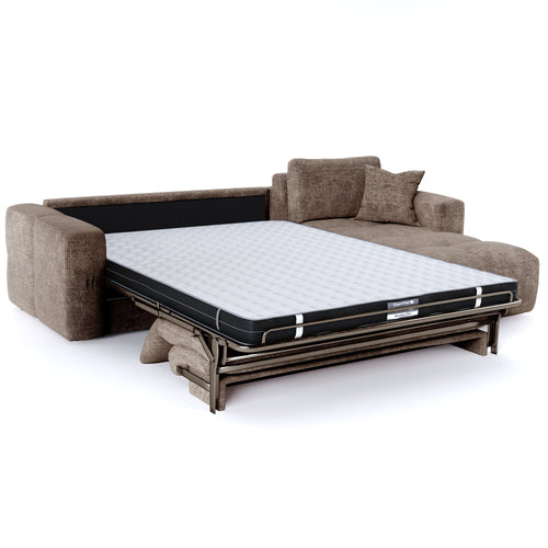 Premium Interiors - Rechthoekige hoekbank met snelle slaapfunctie VIBE - gewaafd fluweel mol 286cm