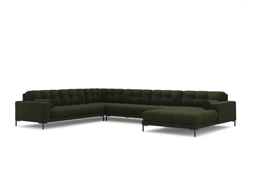 Cosmopolitan Design Panoramische hoekbank links Bali 7-zits, structurele stof, groente - 256x327x75cm