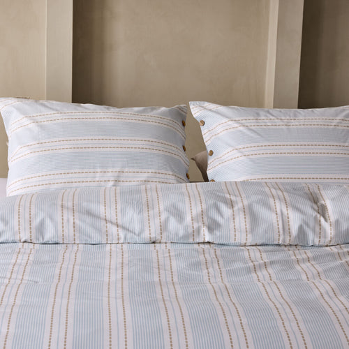 Walra - Dekbedovertrek Remade Striped Harmony - 200x220 cm - Off White / Blauw