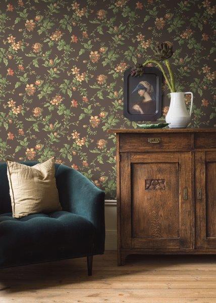 Borastapeter behang vintage bloemen bruin en groen - 53 cm x 10.05 m - 660055 - vtwonen shop