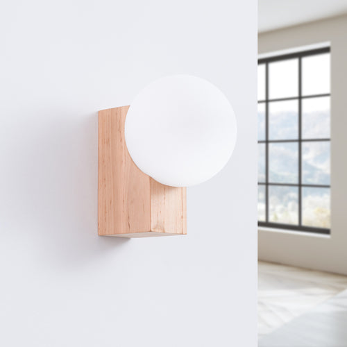 Sollux Lighting Wandlamp BULBO natuurlijk hout - 12x16x17cm