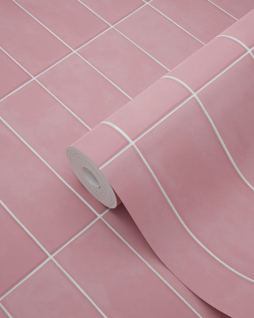 ESTAhome behang tegelmotief roze - 50 x 900 cm - 131535 - vtwonen shop
