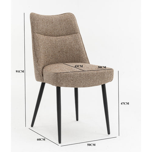 DÉJA Living Eetkamerstoel Meau - Taupe/Zwart - Zithoogte 47cm - Set van 2 - vtwonen shop