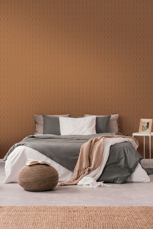 Livingwalls behang grafisch motief oranje en groen - 53 cm x 10.05 m - AS-390621 - vtwonen shop