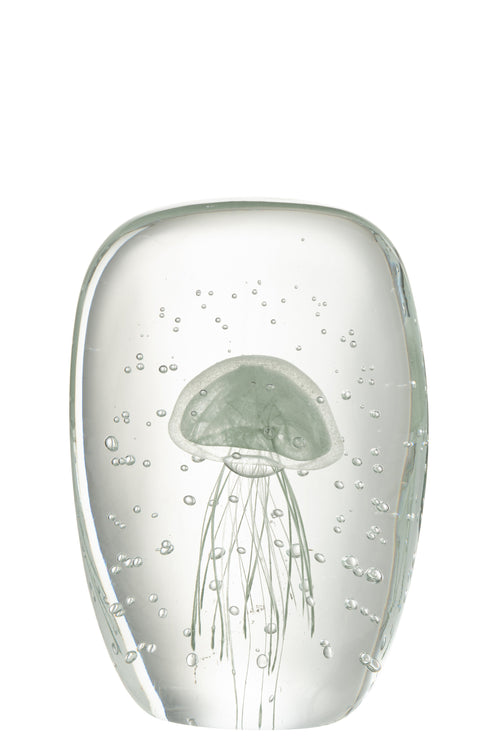 J-Line presse-papier Calypso Vierhoek - glas - transparant/groen - large