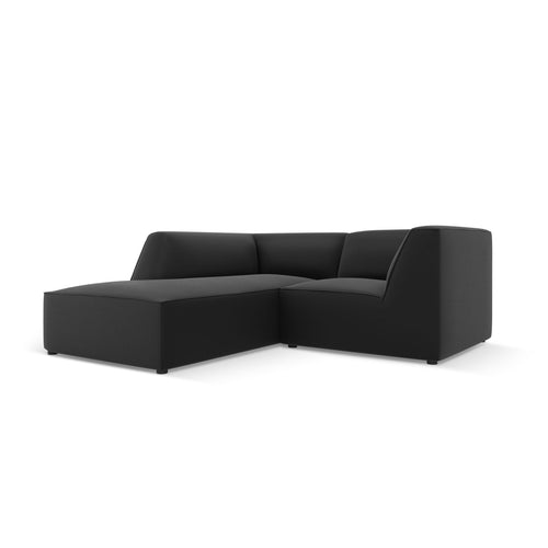 Cosmopolitan Design - Modulaire hoekbank links Siena 3-zits, imitatieleer zwart - 180x186x69cm