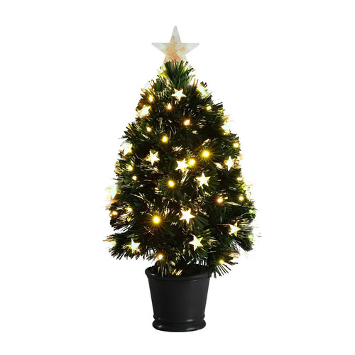 Luca Lighting Mercury Kunstboom met Fibre Optic Verlichting en Piek - Kerstboom met 65 LED en 8 Lichtfuncties - Kerstversiering voor Binnen - H60 x