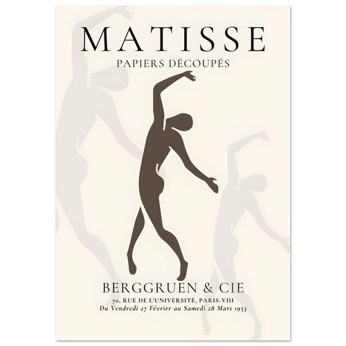 Artfulprints Poster met Lijst Matisse – Dancing silhouettes   - 30x40 cm - Grijs