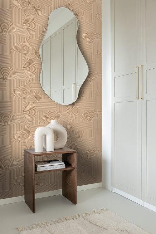Origin Wallcoverings behang grafisch 3D motief licht terracotta - 53 cm x 10.05 m - 348016 - vtwonen shop