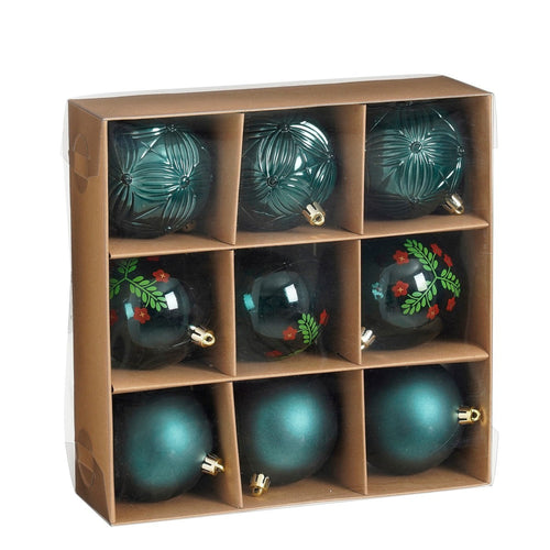 Mica Decorations Bal onbreekbaar groen 9 stuks - d8cm - Onbreekbaar - Groen