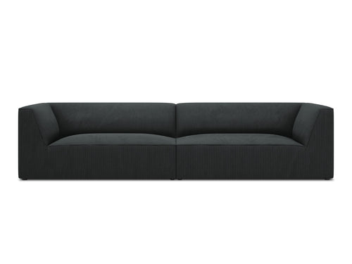 Micadoni Bank Ruby 4-zits, ribfluwelen, zwart - 93x302x69cm