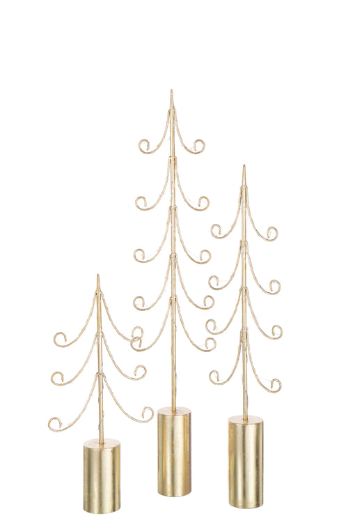 J-Line decoratie Boom Cilindervoet - ijzer - goud - large - LED lichtjes - vtwonen shop