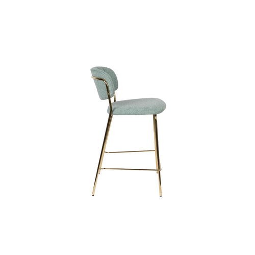Housecraft Living Jolien Barkrukken rugleuning 65 cm Goud/ Lichtgroen - Set van 2