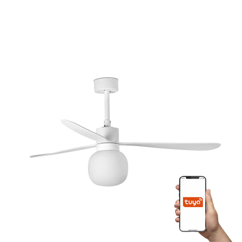 Faro Amelia Grote 3-bladige matwitte lamp met licht 2700K Tuya Smart System