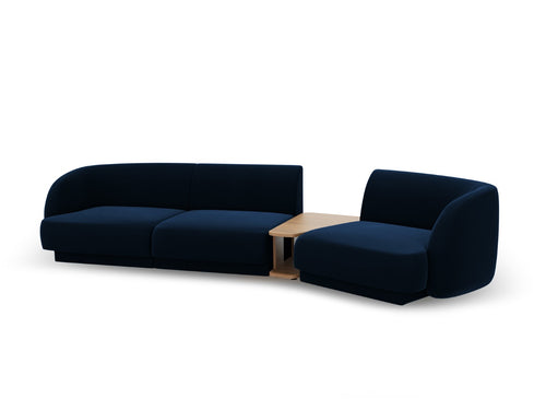 Micadoni Rechte modulaire bank Miley 3-zits, flueel, koningsblauw - 126x303x70cm