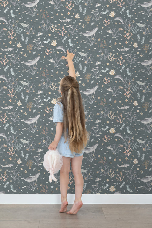 ESTAhome behang onderwaterwereld blauwgroen - 50 x 900 cm - 131258 - vtwonen shop