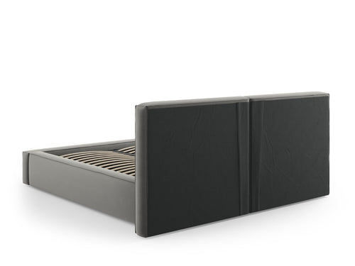 Cosmopolitan Design Opbergbed met dubbel hoofdbord Arendal 160x200cm, flueel, lichtgrijs - 228x214x97.5cm