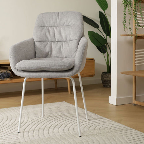 Nolon Nora-Mia Eetkamerstoel Grijs - met Armleuning - Wit - vtwonen shop