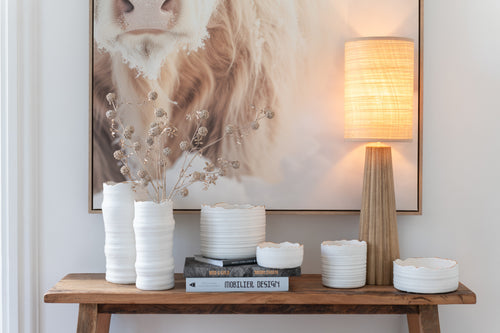 J-Line bloempot  Laag - porselein - wit/goud - small - Ø 13.5 cm - vtwonen shop