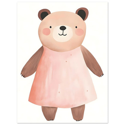 Artfulprints  Beer in roze jurk   poster 30x40 cm - vtwonen shop