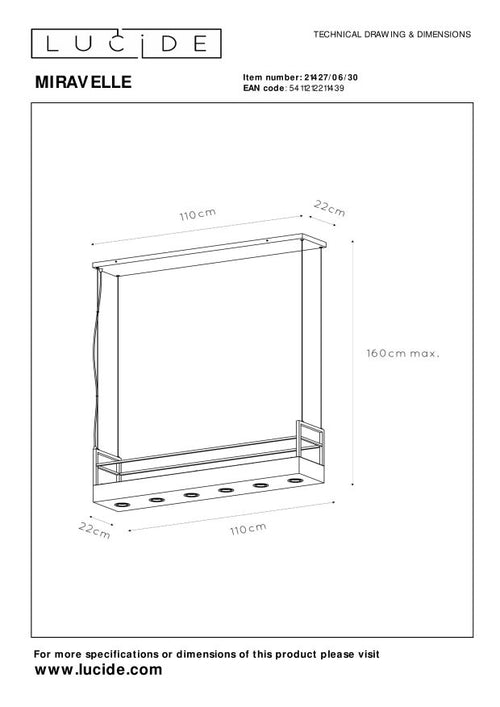 Lucide hanglamp MIRAVELLE - 6xGU10 - Zwart - vtwonen shop