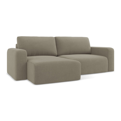 LaMiaSofa hoekbank links Ostia - textuurstof - donkerbeige - 244x149x79