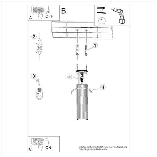 Sollux Lighting Plafondlamp KARBON 20 zwart - 6,5x6,5x20cm