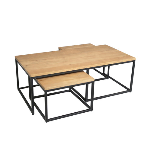 Starfurn Salontafel Dakota - Rechthoekig Naturel Hout - Set van 3