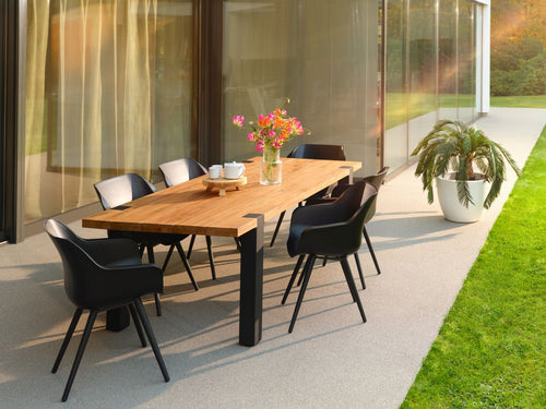 Hartman Dining Tuinset Esmee - Naturel/Zwart Teakhout - 200x100x77cm