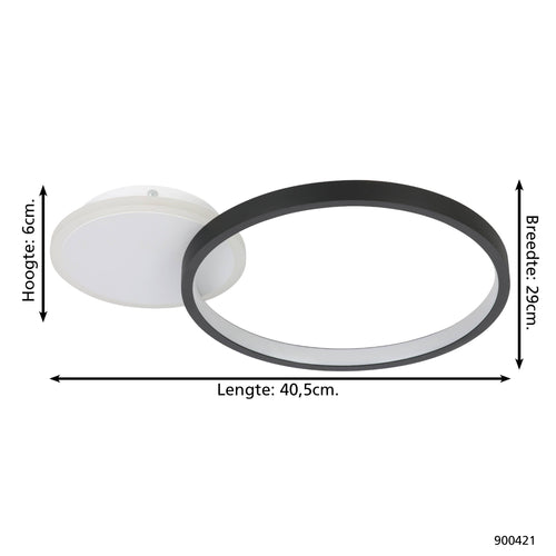 EGLO plafondlamp Gafares - led - 40,5 cm - zwart/wit - dimbaar - vtwonen shop