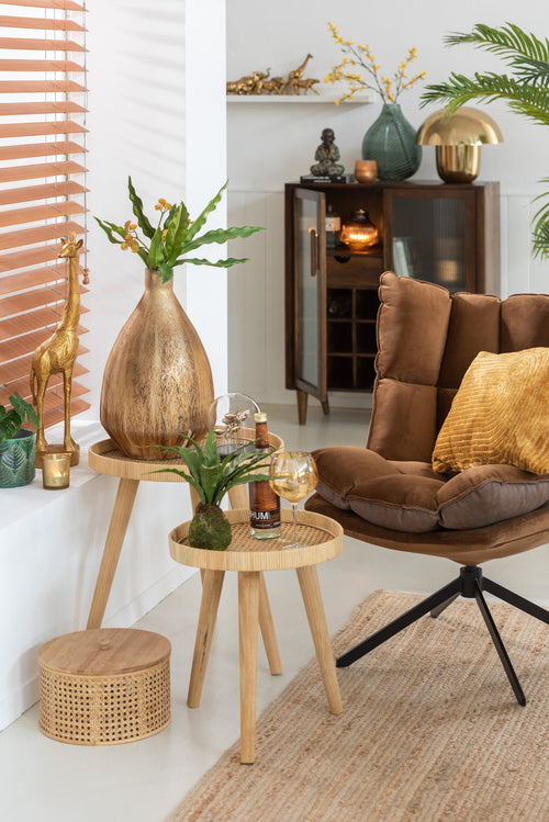 J-Line bijzettafel Rond Tripod - hout - naturel - set van 2 - vtwonen shop