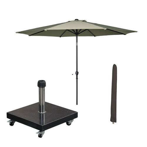 Garden Impressions stokparasol Lotus olijf Ø300 cm met Eureka voet en hoes