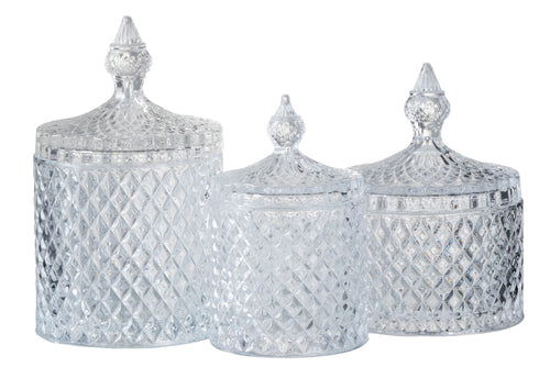 J-Line voorraadpot Geslepen Cilinder - glas - transparant - large - vtwonen shop