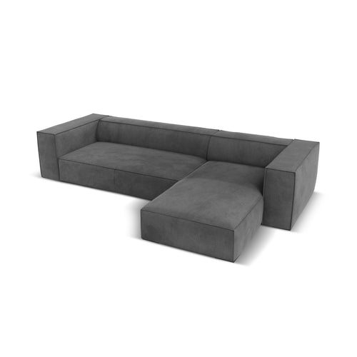 Cosmopolitan Design - Rechter hoekbank Turin 5-zits, structurele stof grijs - 173x290x68cm