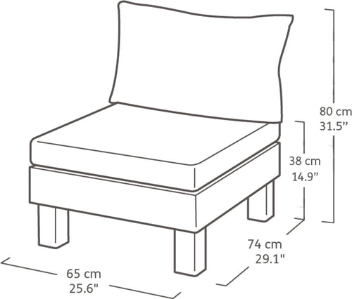 Keter Signature Elements 2-zits Loungebank - met groene kussens - Cappuccino/Ashwood