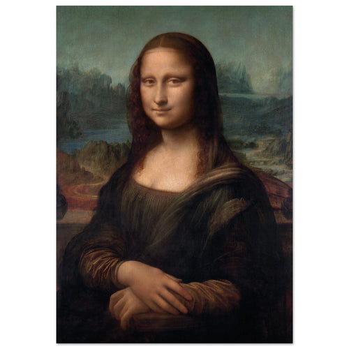 Artfulprints Poster met Lijst Leonardo Da Vinci - Mona Lisa   - 70x100 cm - Bruin