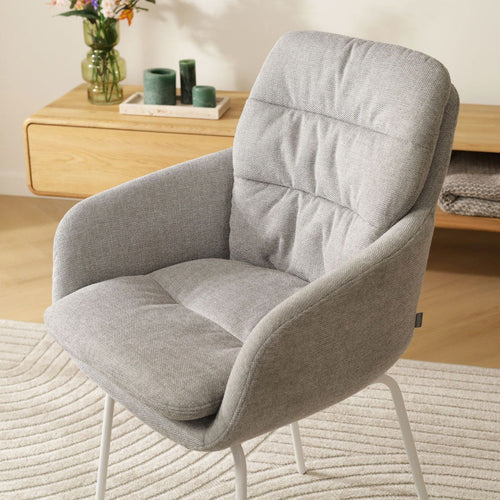 Nolon Nora-Mia Eetkamerstoel Grijs - met Armleuning - Wit - vtwonen shop