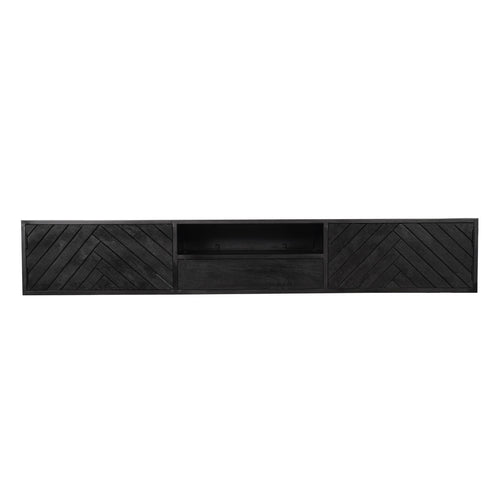 StarFurn Zwevend Tv-meubel New York - Zwart Hout - 200x35x33cm