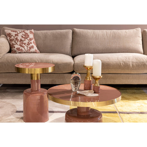 Zuiver Glam Bijzettafel Rond 36 cm Roze/ Goud - vtwonen shop