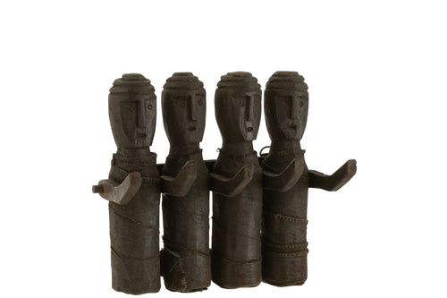 J-Line kapstok Puppets - hout - zwart