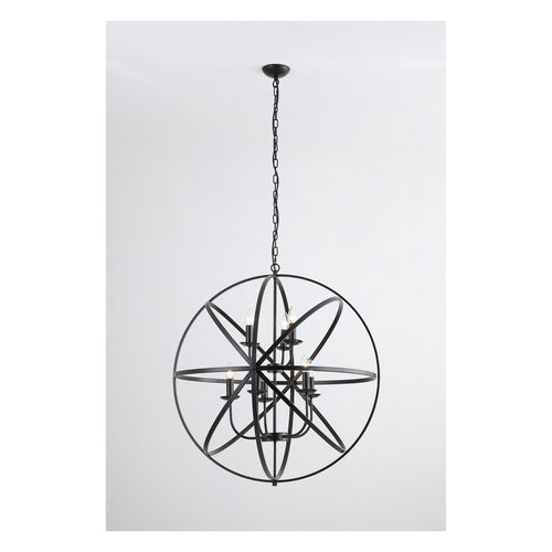 Searchlight Orbit 8-lichts bolvormige plafondlamp, matzwart metaal