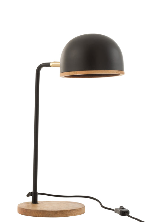 J-Line tafellamp Evy - ijzer/hout - zwart/naturel