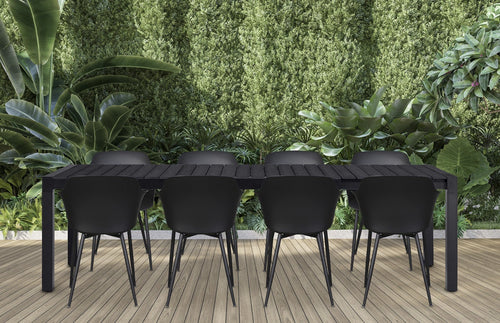 Lisomme Stef tuintafel zwart - verlengbaar - 205 x 100 cm