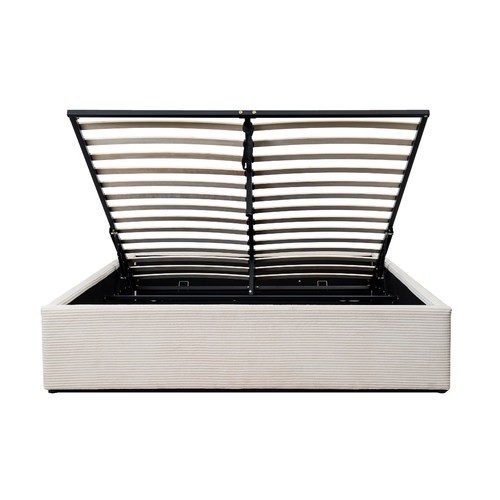 CALICOSY - Opbergbed bekleed met fluweel ROMY - Beige - 170x214x36,5 cm