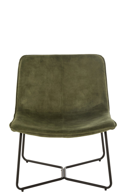 J-Line loungestoel Isabel - metaal/textiel - groen - 2 stuks